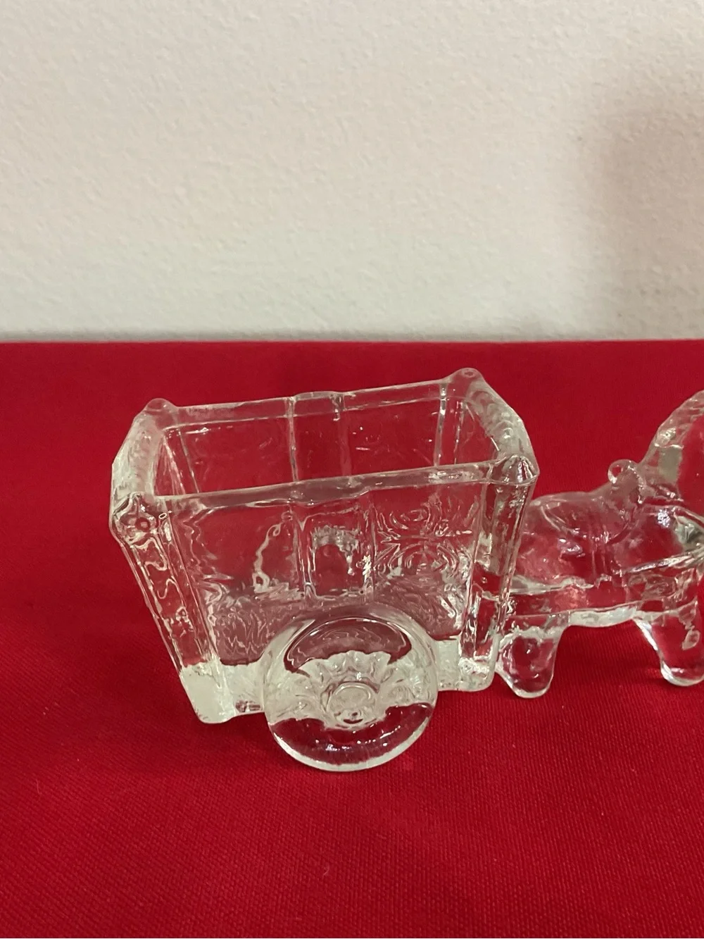 Vintage K.R. Haley Knox Glass Horse & Cart Clear Glass Candy Nut Trinket Dish